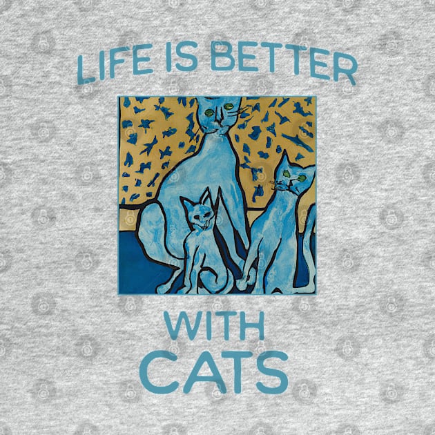 Abstract Naive Blue Life is Better with Cats by JoeStylistics